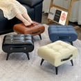 thumbnail image 2 of Foot Stool with Faux Leather Padded Seat, Small Ottoman Bench for Living Room, 2 of 12
