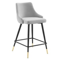 Modway Adorn Performance Velvet Counter Stool in Light Gray