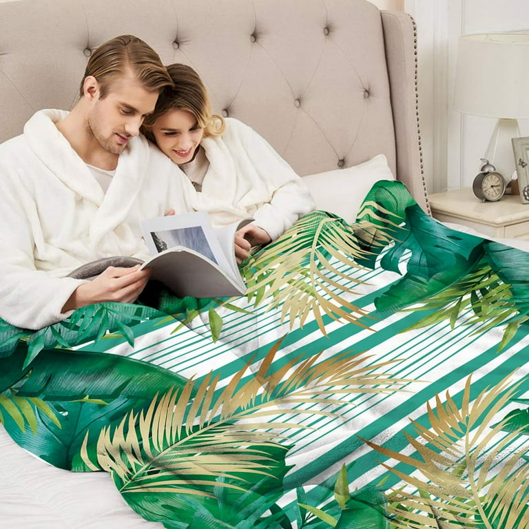 Paready Leaf Blanket Cozy Flannel Palm Leaf Throw Blanket Monstera Fleece  Throw Green Stripes Plush Tropical Rainforest Blanket for Adults Kids Soft Plant  Blanket for Couch Sofa Camping (40"x50") - Walmart.com