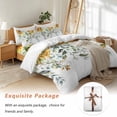 thumbnail image 7 of Pastoral Floral Plant Bedding Duvet Cover Set Full Size 4 Pieces Sage Sunflower Eucalyptus Leaves White Bedding Set with Zipper Closure, 1 Comforter Cover 86x86 Inches 1 Flat Sheet & 2 Pillow Cases, 7 of 7