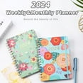 thumbnail image 3 of Planificador semanal y mensual personalizado Lmueinov 2024 con calendario floral, diario en inglés y útiles escolares., 3 of 5