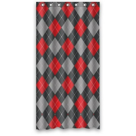 Red Shower Curtain Set GreenDecor Abstract Argyle Grey And Red Classic Elegant Waterproof Shower Curtain Set with Hooks Bathroom Accessories Size 36x72 inches ()