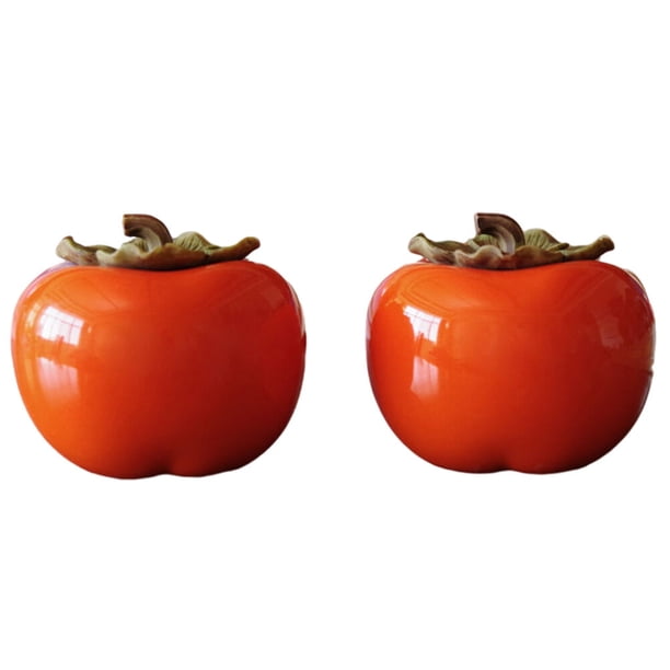 2 unids tarros de almacenamiento cerámico caqui en forma de té caddy decoradora (naranja)