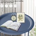 thumbnail image 4 of End Table Metal Side Table Blue Round Folding Tray Cyan Sofa Small Accent Fold-able Table, Round End Table Tray, Next to Sofa Table, Snack Table for Living Room and Bed Room, 4 of 9