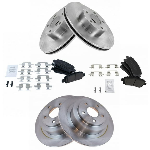 TRQ Front and Rear Brake Pad & Rotor Kit Brake Pads Brake Rotor Ceramic Fits Select 2000-2002 Subaru Legacy 2000 Outback