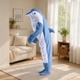 thumbnail image 4 of Maqroz Adult Animal Dolphin Onesie Pajamas Unisex Fleece Halloween Costume Long Sleeve Sleepwear Cosplay Jumpsuit Homewear Winter Warm Party Outfit, 4 of 7