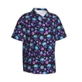 thumbnail image 2 of Daiia purple Skull flower Hawaiian Shirt for Men Gentle Cotton Regular Short Sleeve Casual-Large, 2 of 9