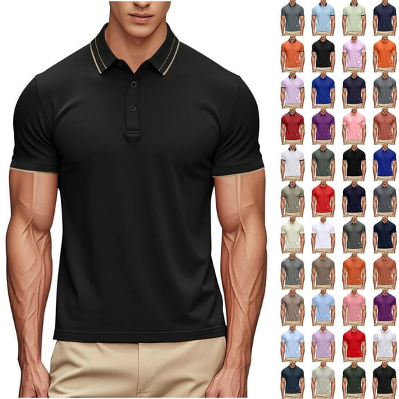 lcziwo Sales for Today on Walmart Plus Size Polos Shirts for Men/Women Solid Color Button Down Lapel Business Casual Outfits Unisex Quick Dry Short Sleeve Golf Shirts Workwear Gifts Dark Gray S