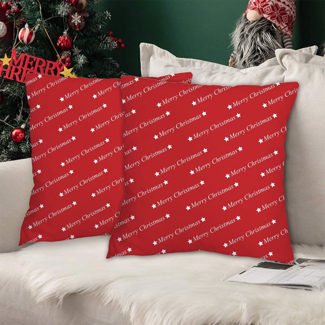 Adornos navideños, fundas de almohada navideñas de 45 x 45 cm, juego de almohadas rojas decorativas con forma de árbol de Navidad, decoración navideña de invierno para el hogar, sofá, dormitorio y fun