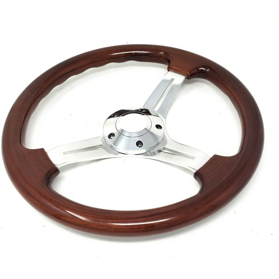 Chrome Wood Steering Wheel W/ Adapter Gm Chevy Jeep Buick Cadillac Dodge"