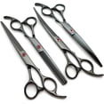 thumbnail image 5 of 7.0in Titanium Black Professional Pet Grooming Scissors Set,Straight & Thinning & Curved Scissors 4pcs Set for Dog Grooming,(Black), 5 of 9