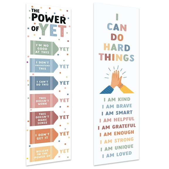 Koyal Wholesale I Can Do Hard Things Growth Mindset Classroom Banner Sign for Teachers, Door, Baho Wall Decor