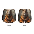thumbnail image 3 of Gukieu Jungle Meditating Lion Print Women's Sports Shorts with Drawstring Elastic Waistband for Running, Yoga, Fitness-Large, 3 of 7