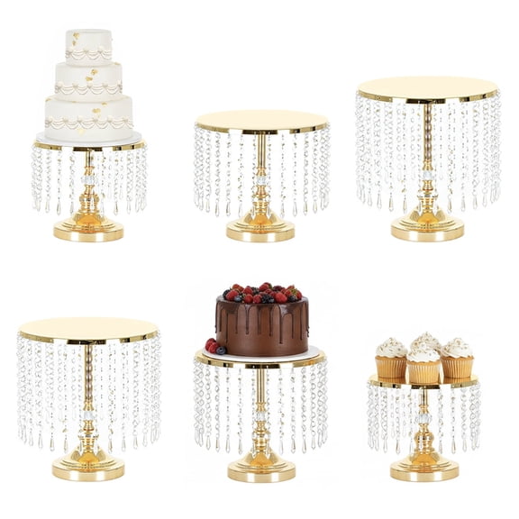 6pcs Gold Cake Stand Set, Round Metal Cake Stand,Candy Fruit Display Plate Cupcake Serving for Birthday Wedding Decor（8.66in,10.6in,12.6in）