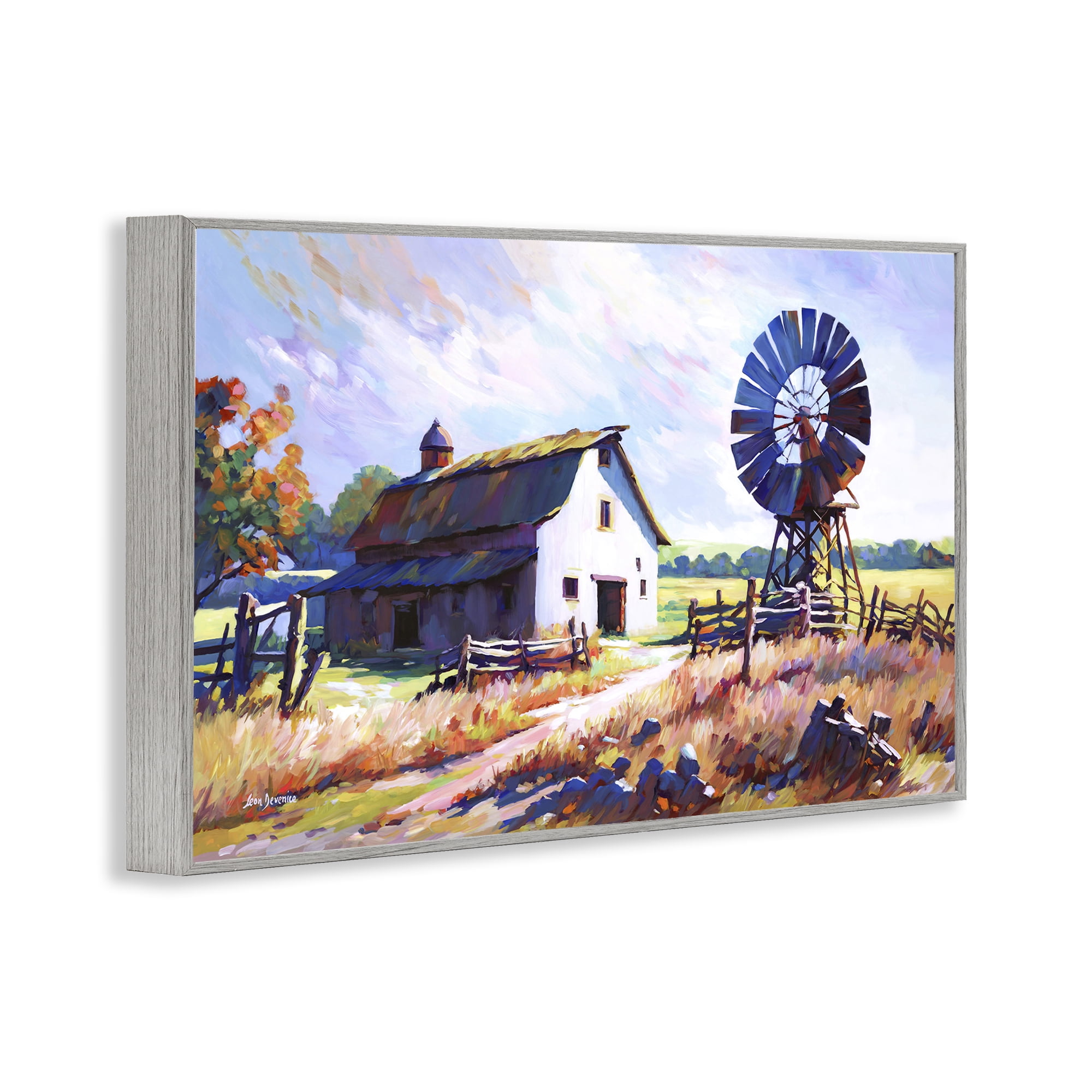 Stupell Industries Countryside Serenity Landscape Landscape Painting Gray Framed Art Print Wall Art, 24 x 16