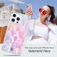 thumbnail image 2 of COCOMII Rectangle for iPhone 13 Pro Max Case, Pink Real Mother of Pearl, 2 of 6