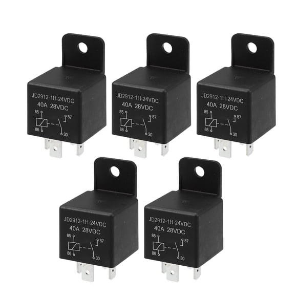 Unique Bargains 5 Pcs Car Relay 4 Pin 24V 40Amp Model JD2912 40A 28VDC Automotive Relay Switches