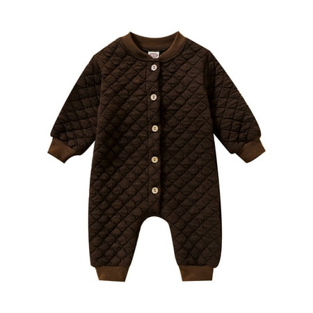 

Cartoon Baby Clothes Toddler Girls Boys Winter Long Sleeve Jumpsuit Solid Colored Rhomb Outwear For Kids