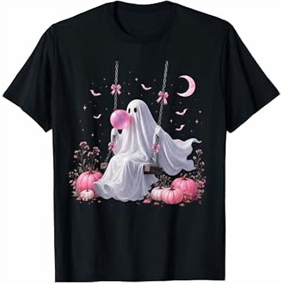 Ghost on Swing Bubble Gum Spooky Halloween T-Shirt