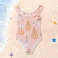 thumbnail image 3 of Girls Ruffled One Piece Swimsuit Summer Beach Vacation Swimwear Tank Swimsuit Pumpkins Adorned in Bows, 3 of 8