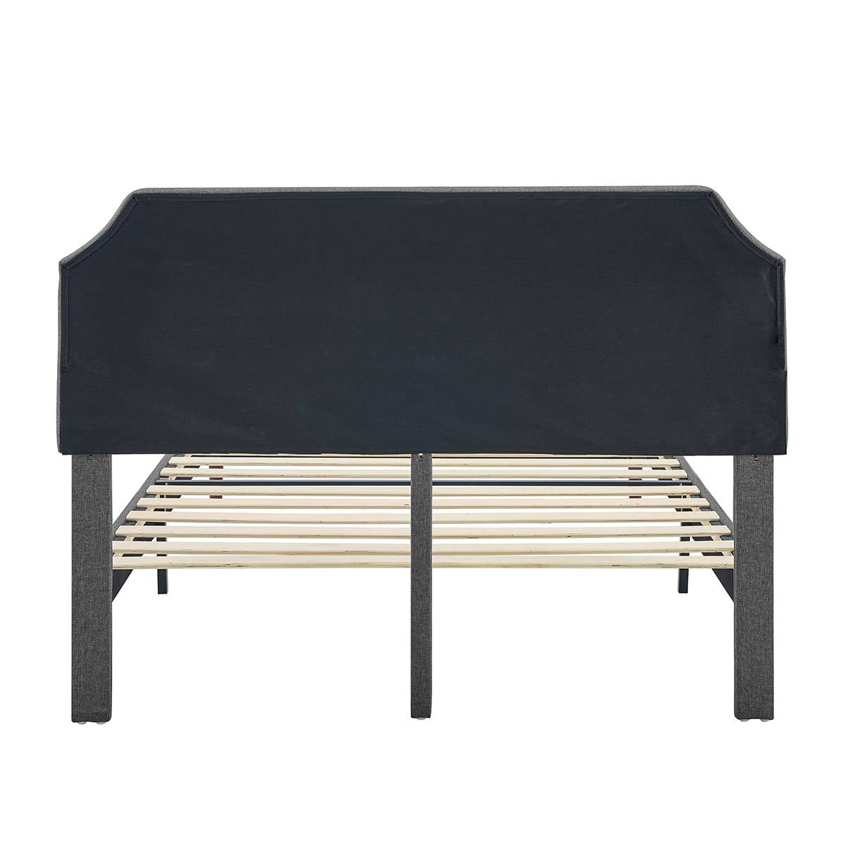 BSHTI Bedroom Modern King Size Platform Bed Frame with Upholstered Headboard and wood slats support for Livingroom,No Box Spring Needed