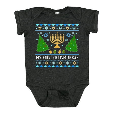 

Inktastic My 1st Chrismukkah Sweater Style with Menorah and Trees Gift Baby Boy or Baby Girl Bodysuit