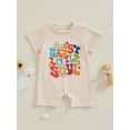 thumbnail image 2 of Bslissey Baby Girls Boys Summer Rompers Flower Letter Print Crew Neck Short Jumpsuits Newborn Infant Casual Short Sleeve Playsuit Daily Clothes 3M 6M 12M 18M, 2 of 9