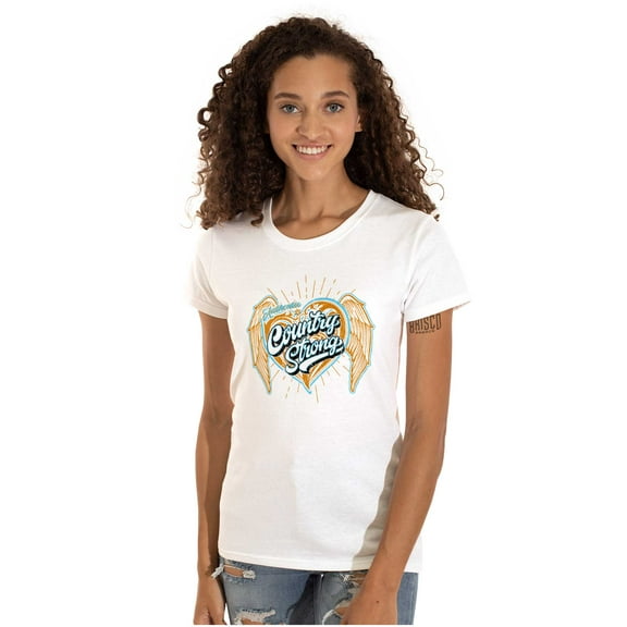 Country Western Love Heart Wings Womens Slim Fit Graphic Tee Brisco Brands S