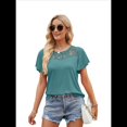 thumbnail image 3 of Camisas de Corta para Mujer, Blusas Elegantes de Encaje para Verano 2025, Camisetas Casuales de Moda, Blusas Lindas. Lago Azul M, 3 of 8