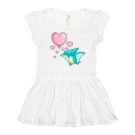 

Inktastic Cute Valentine Pterodactyl with Heart Balloon Gift Toddler Girl Dress