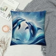 thumbnail image 2 of Leisuo Dolphins Farmhouse Oblong Rectangle Throw Pillow Case Dolphins Watercolor Cheerful Lovely Friendly Waist Lumbar Throw Pillow case Cushion Cover for Sofa Home Decorative, 2 of 5