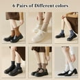 thumbnail image 7 of 6Pairs Womens Casual Cute Ankle Socks Breathable Knit Cotton Warm Soft Frilly Crew Socks, 7 of 7