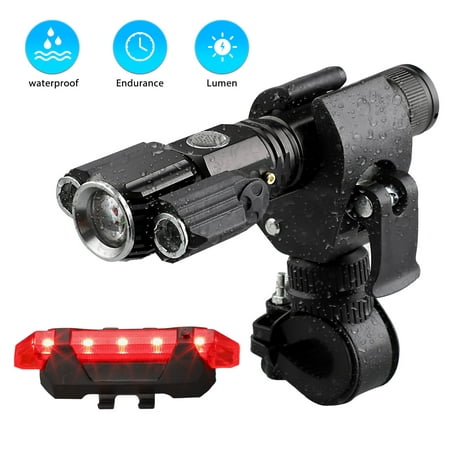 USB Rechargeable Bike Lights- Super Bright 500 Lumens Bike Headlight, 4 Lights Mode, Waterproof Bright Front Lights and Back Rear LED, Easy Installation Safe Cycling Flashlight with Quick