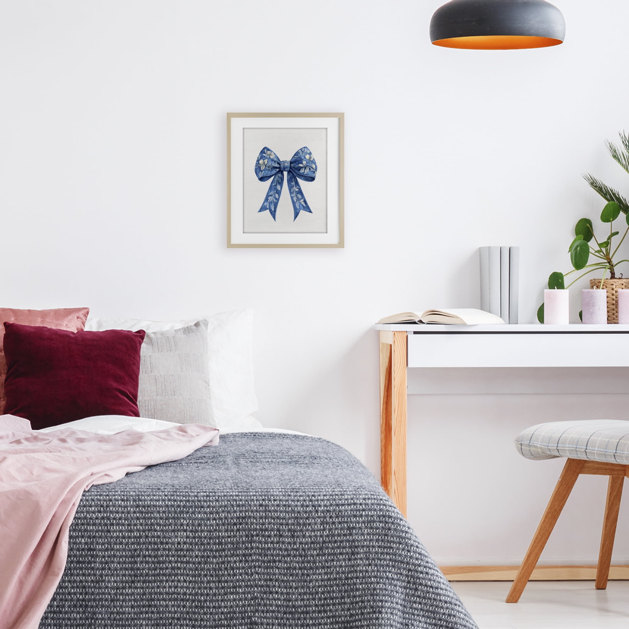 Intricate Florals Ribbon Birch Framed Print Under Glass, design by Lettered and Lined