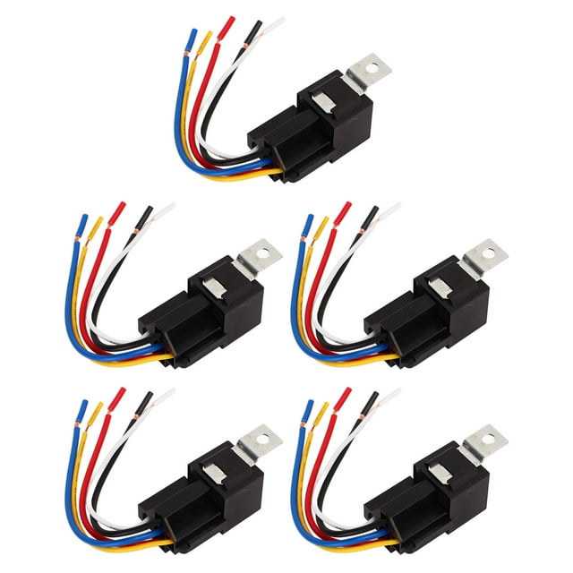 Relé automotriz de 5 uds., 12V, 40A, con arnés de cables, 5 pines, JD1914, para coche, camión, furgoneta, motocicleta, barco