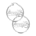 thumbnail image 2 of 14K Ladies White Gold Name Plate Hoop Earrings, 2 of 5