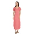 thumbnail image 2 of Time and Tru Women's V-Neck Knit Maxi Dress with Short Sleeves, Sizes XS-XXXL, 2 of 5