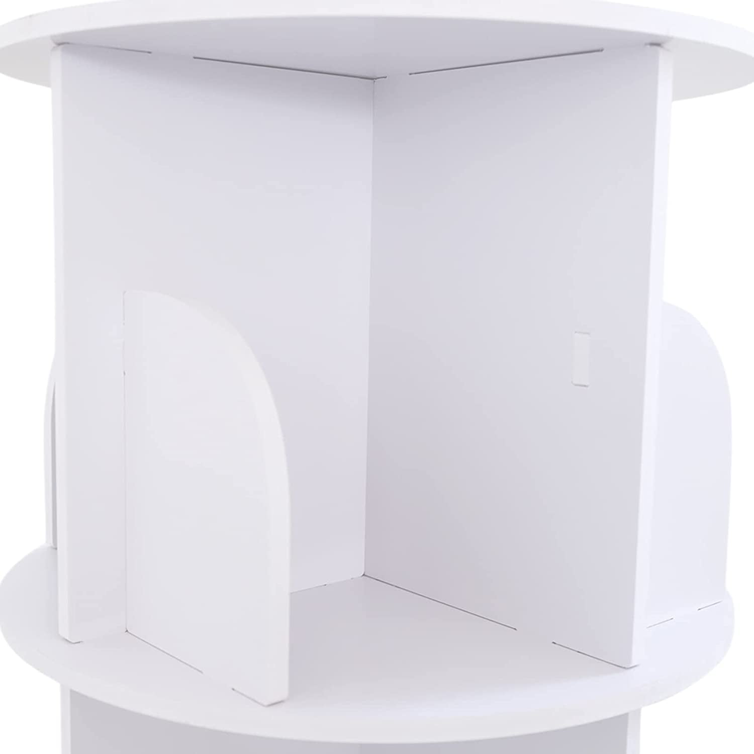 FETCOI 2 Tiers Rotating White Bookshelf 360 Degrees,Stackable Shelves Bookshelf Organizer,Storage Display Rack Floor Standing Shelves