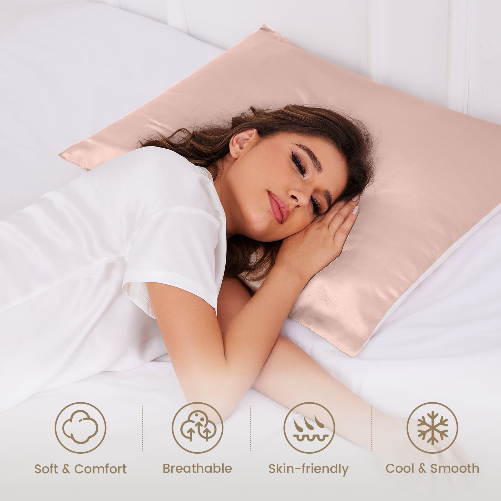 THXSILK Silk Pillowcase, 19 Momme Zippered Silk Pillowcase with Cotton Underside, 100% Pure Mulberry Silk Pillowcase, 1Pcs, Queen Size(20"x30"), Dark Pink