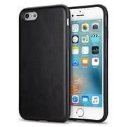 iPhone 6s case, Tendlin Premium Leather Back Flexible TPU Silicone Hybrid Soft Slim cover case for iPhone 6 and iPhone 6s (Black)