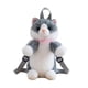 thumbnail image 1 of Mochila con forma de gato para viajes y calle, regalo para mujeres. Mochila de peluche realista con forma de animal. Gris, 1 of 9