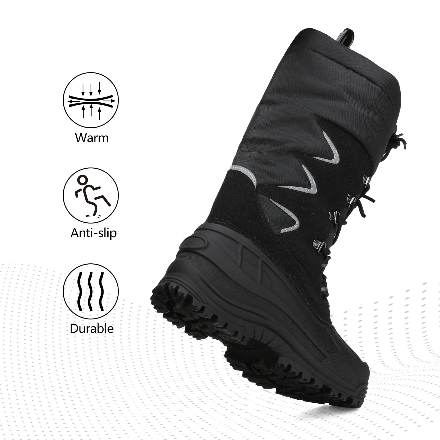 NORTIV 10 Mountaineer Snow Boots Men\'s 8 Black Insulated Waterproof Winter Warm Nortiv 8 - Brandclub - Nortiv 8 Mens Snow Boots Water  main image 2