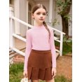 thumbnail image 1 of Oudiya Girls Half Turtleneck Long Sleeve Sweater Tops Knit Slim Fit Pullover Blouse for Kids 6-14Y, 1 of 5