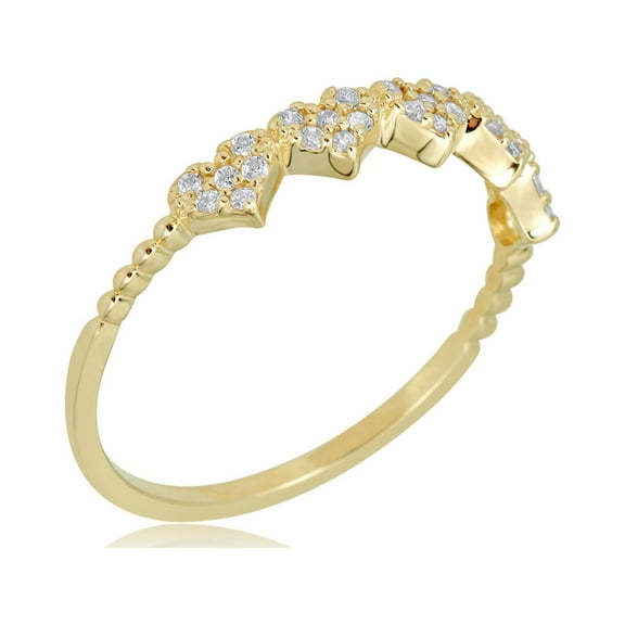 AVORA 10K Yellow Gold Simulated Diamond CZ Heart Fashion Ring  - Size 6