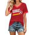 thumbnail image 2 of Women's Football Graphic T-Shirt, Women's V-Neck Short Sleeve Letter Print T-Shirt for Casual Summer for Soccer Tournament 2026 Red Size: XL, 2 of 5