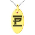 thumbnail image 1 of Stainless Steel Letter P Initial Empire Monogram Engraved Small Oval Charm Pendant Necklace, 1 of 1