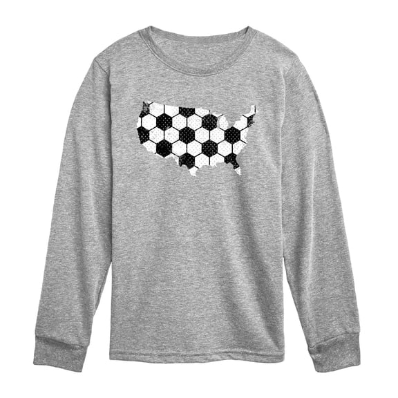 Instant Message - Soccer USA Map Silhouette - Toddler Boys Long Sleeve Graphic T-Shirt