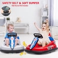 thumbnail image 5 of Jojoka Bumper Car for Toddlers, 6V Battery Powered Electric Ride On Fun Toys for Kids 1.5-6 Years Old, Steering Wheel, 360 Degree Spin, 2-Speeds, Lights, Music & Horn, Safety Belts, Red, 5 of 7