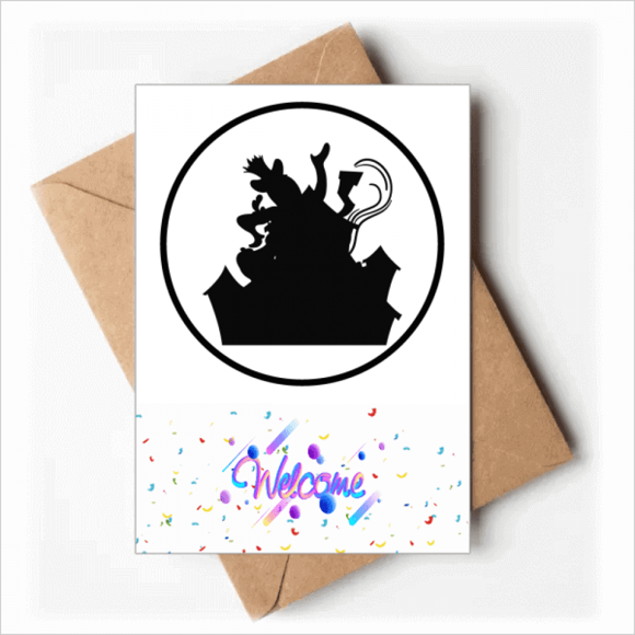Clown Castle Amusement Park Black Outline Welcome Back Greeting Cards Envelopes Blank