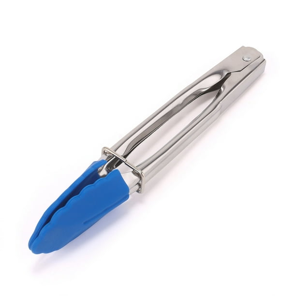 Yhmxh Utensilios de cocina Pinzas de plástico de acero inoxidable para alimentos, ideales para hornear pan, bistec, negro, rojo, azul y verde, cuatro colores opcionales. Muebles para cocina